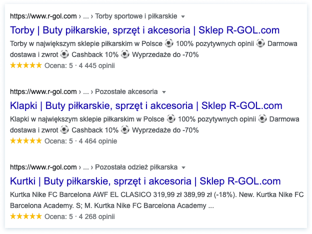 linki z Google zrzut ekranu